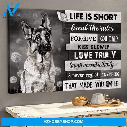 God Jesus Landscape Canvas Wall Art - God Wall Art - German Shepherd, Never Regret Anything That Made You Smile