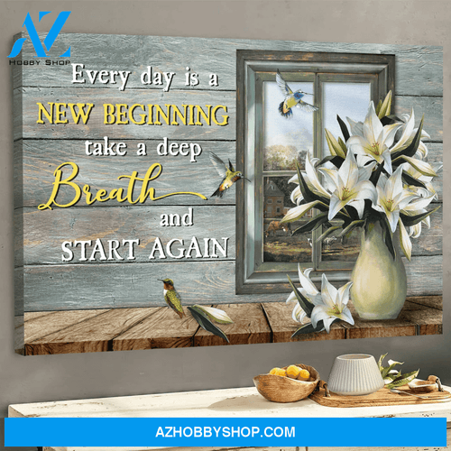 God Jesus Landscape Canvas Wall Art - God Wall Art - Lily Flower - Everyday Is A New Beginning