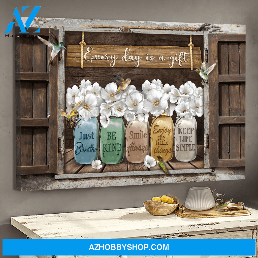 God Jesus Landscape Canvas Wall Art - God Wall Art - Vintage Window Frame, Every Day Is A Gift