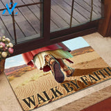 God, Jesus Walk By Faith Doormat | Footprint On The Sand Doormat