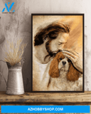 God, Jesus With Lovely Blenheim Cavalier King Dog Canvas Wall Art | For Blenheim Cavalier King Dog Lover Canvas | God Kiss Dog Canvas Wall Art, Wall Decor Visual Art