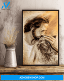 God, Jesus With Lovely Yorkie Dog Canvas Wall Art | For Yorkie Dog Lover Canvas | God Kiss Dog Canvas Wall Art, Wall Decor Visual Art
