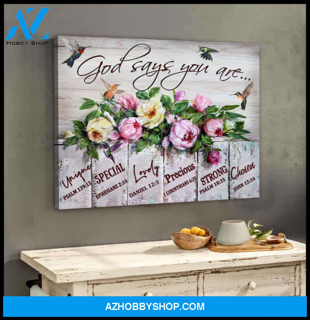 God Says Hummingbird Canvas Wall Art Decor, hummingbird wall decor - gifts for hummingbird lovers