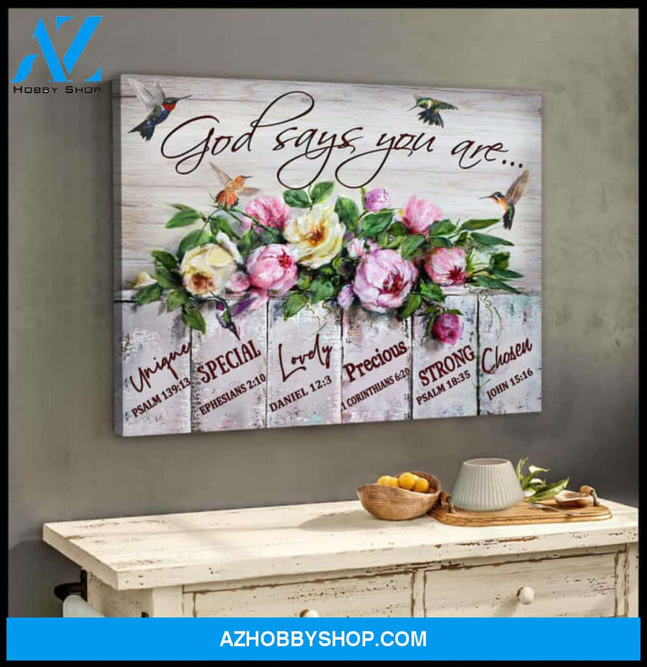 God Says Hummingbird Canvas Wall Art Decor, hummingbird wall decor - gifts for hummingbird lovers