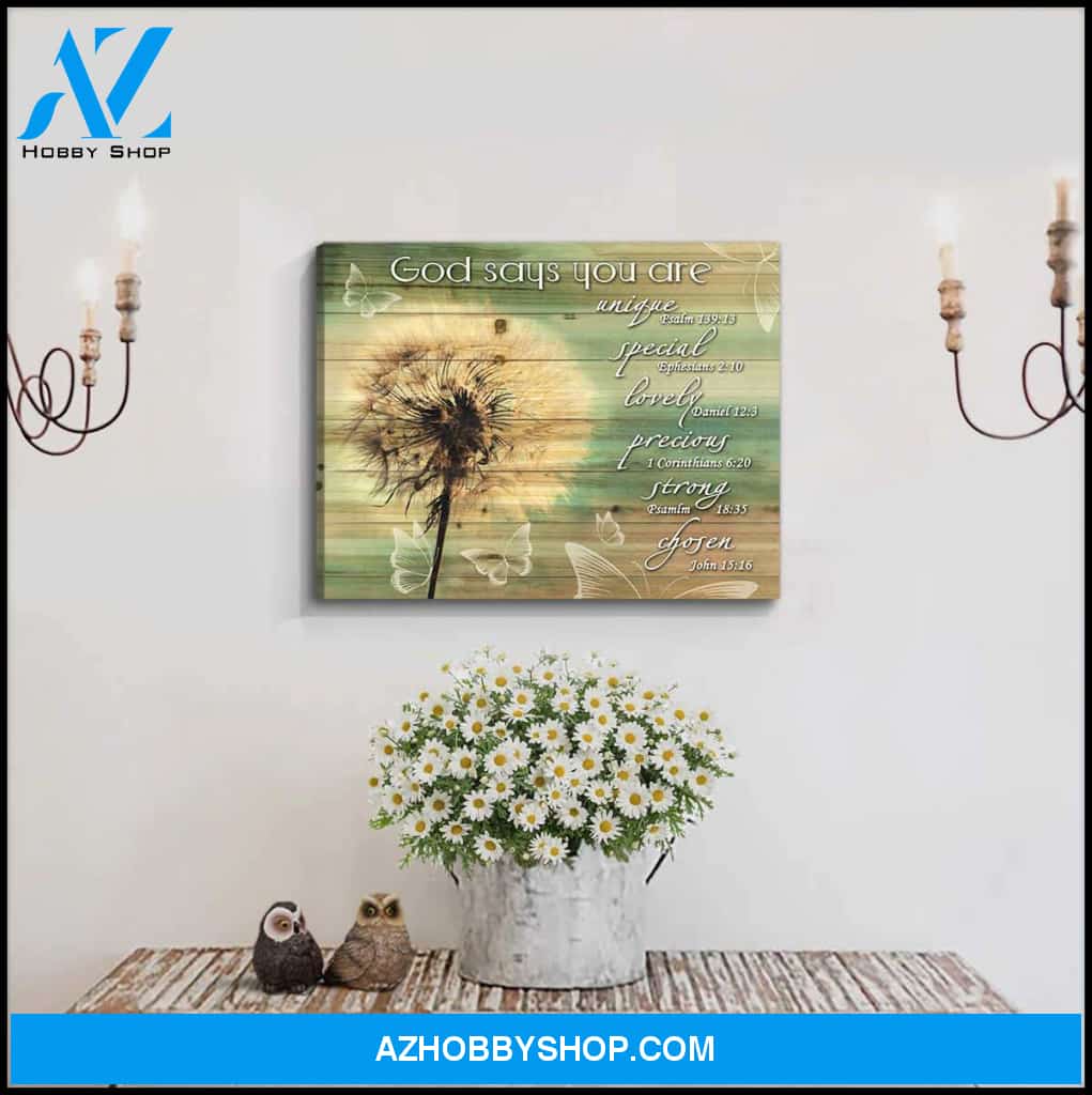 God Says You Are Butterfly and Dandelion Canvas Wall Art Decor