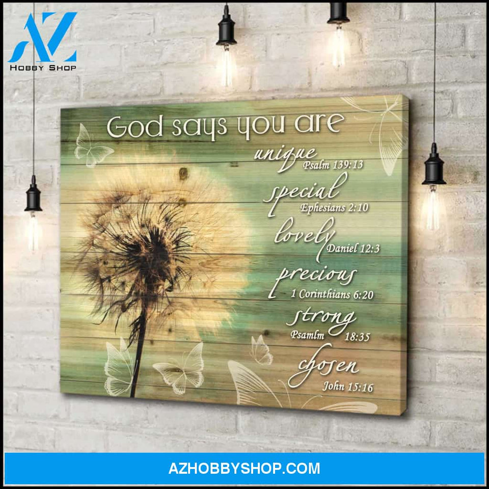 God Says You Are Butterfly and Dandelion Canvas Wall Art Decor