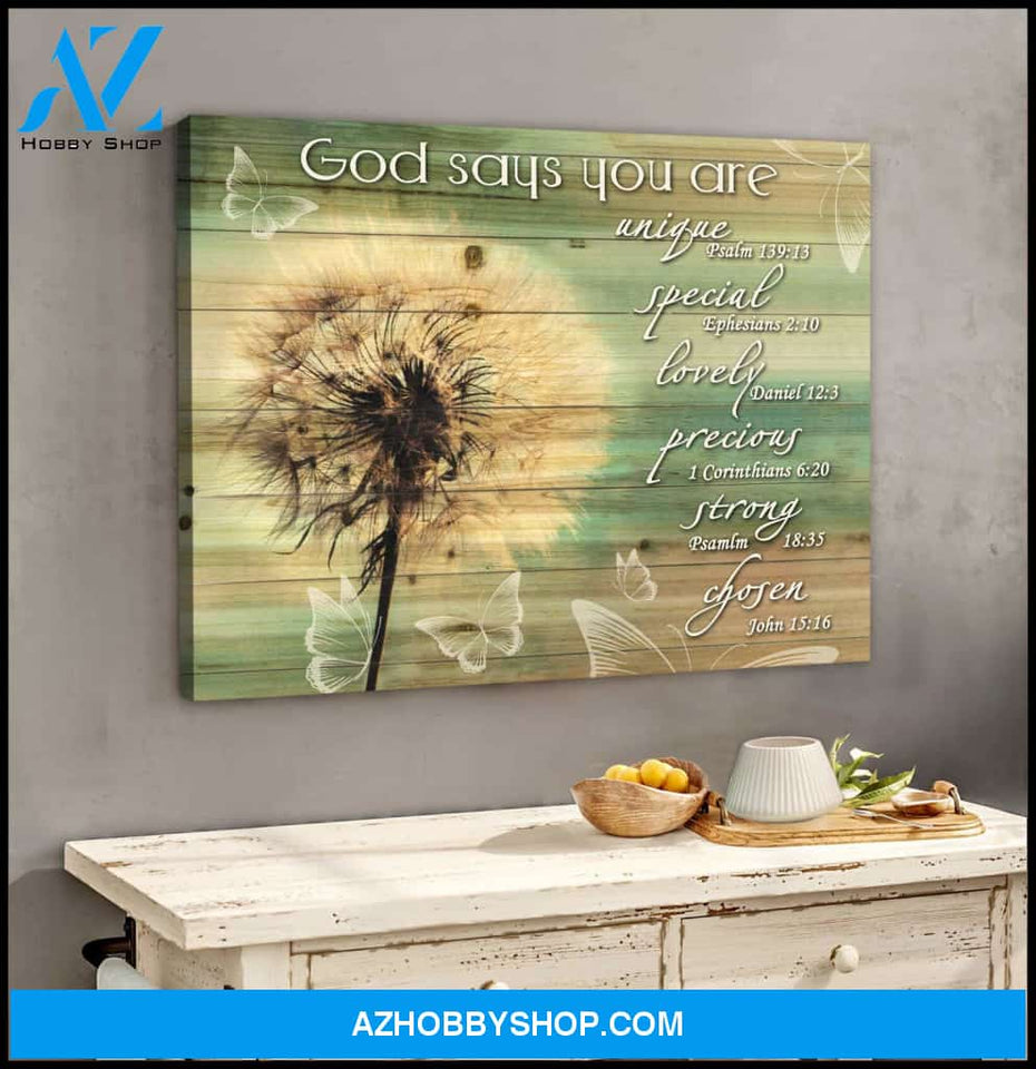 God Says You Are Butterfly and Dandelion Canvas Wall Art Decor