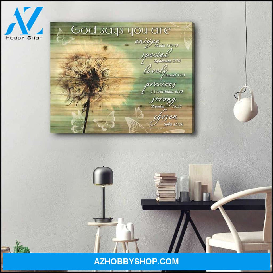 God Says You Are Butterfly and Dandelion Canvas Wall Art Decor