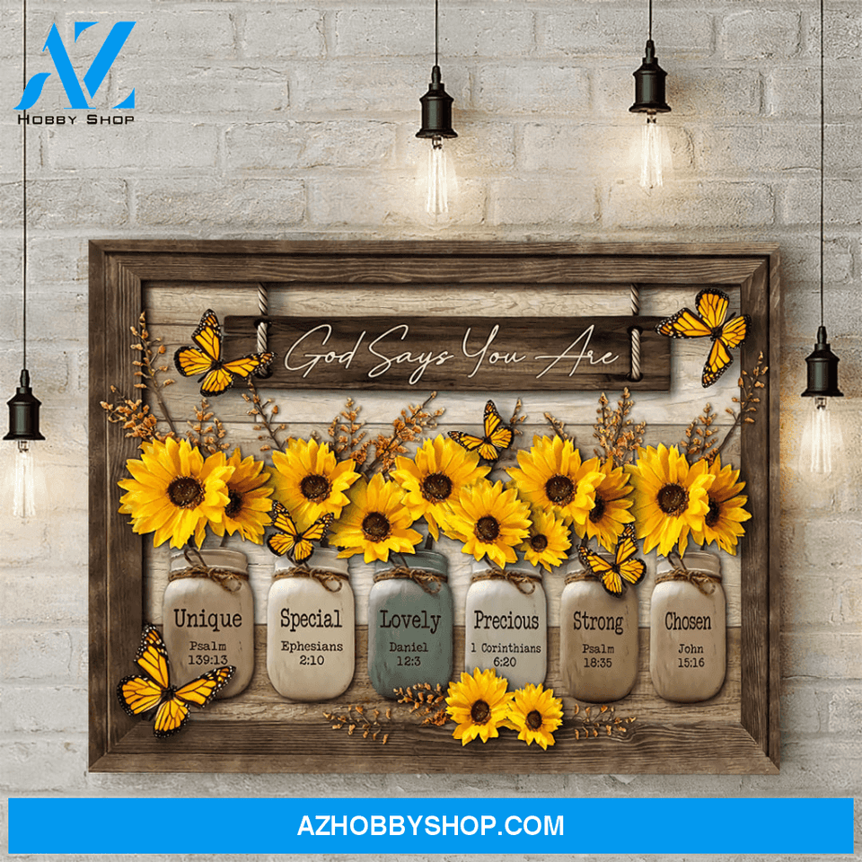 God Says You Are Canvas | Yellow Sunflower And Butterflies Canvas | Beautiful Canvas Wall Art, Wall Decor Visual Art