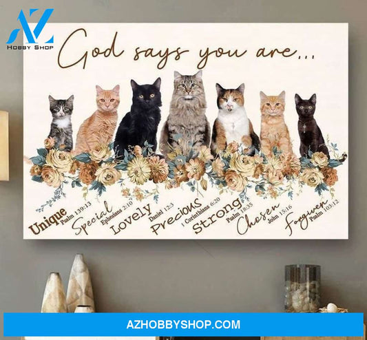 God says you are Cat Canvas Wall Art, Canvas Home Decor