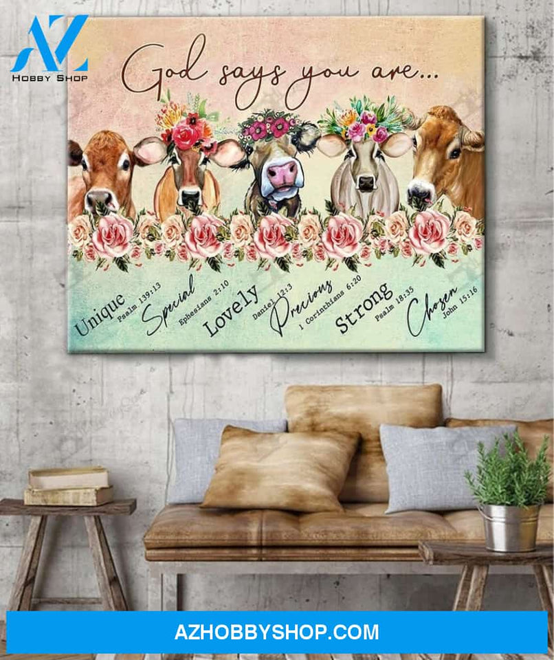God Says You Are Cow Canvas - Wall Decor Visual Art