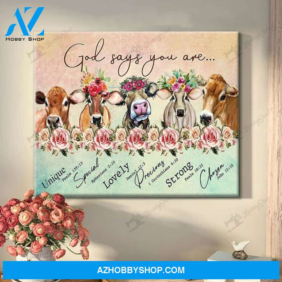 God Says You Are Cow Canvas - Wall Decor Visual Art