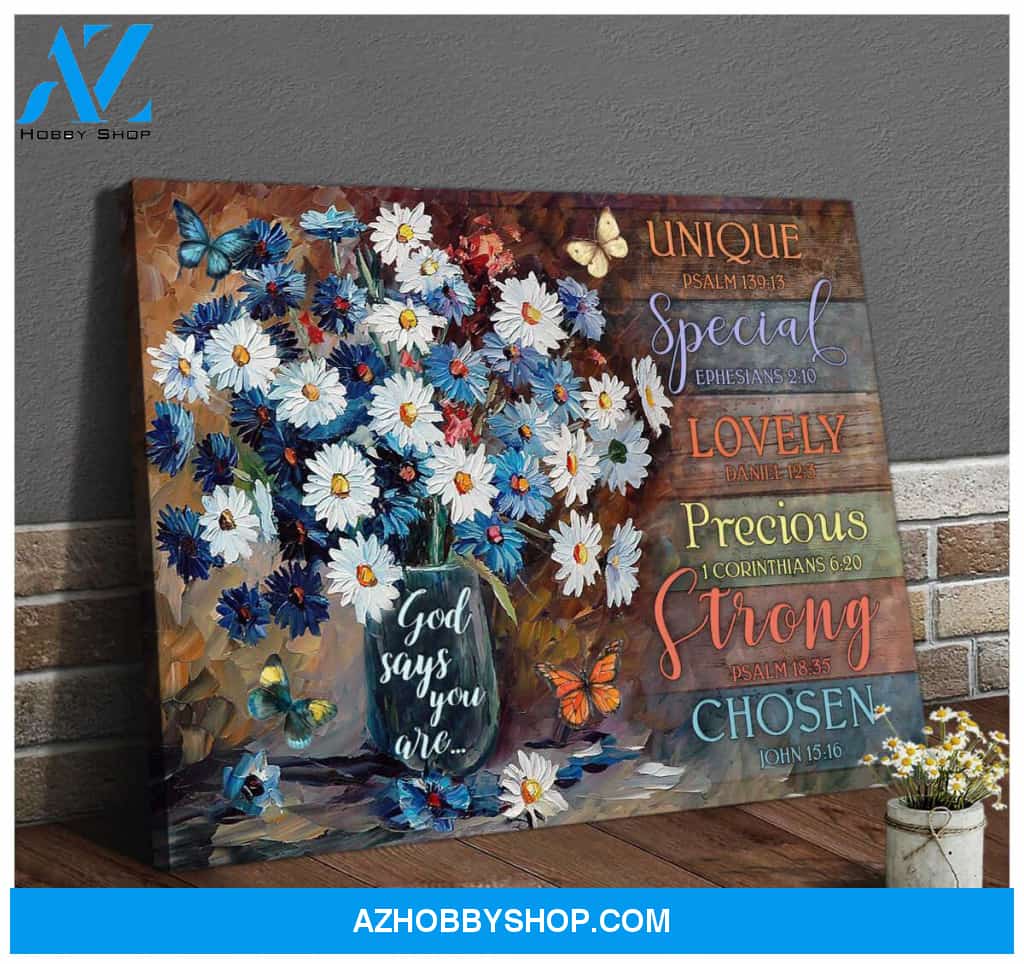 God says you are Daisy and Butterflies Canvas Wall Art Decor