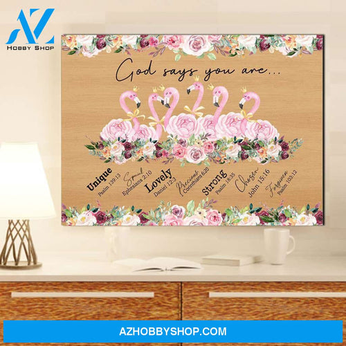 God says you are Flamingo Canvas Wall Art, Canvas Home Decor