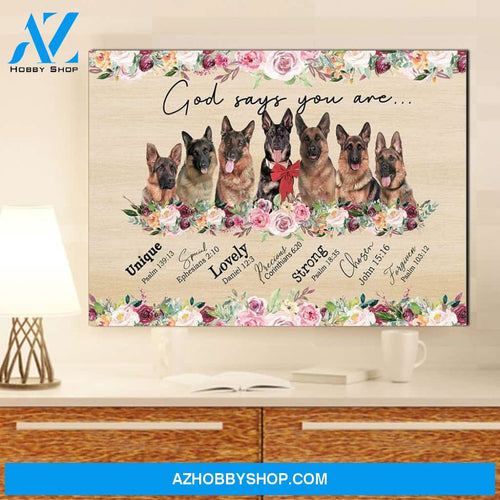 God says you are German Shepherd Canvas Wall Art, Canvas Home Decor