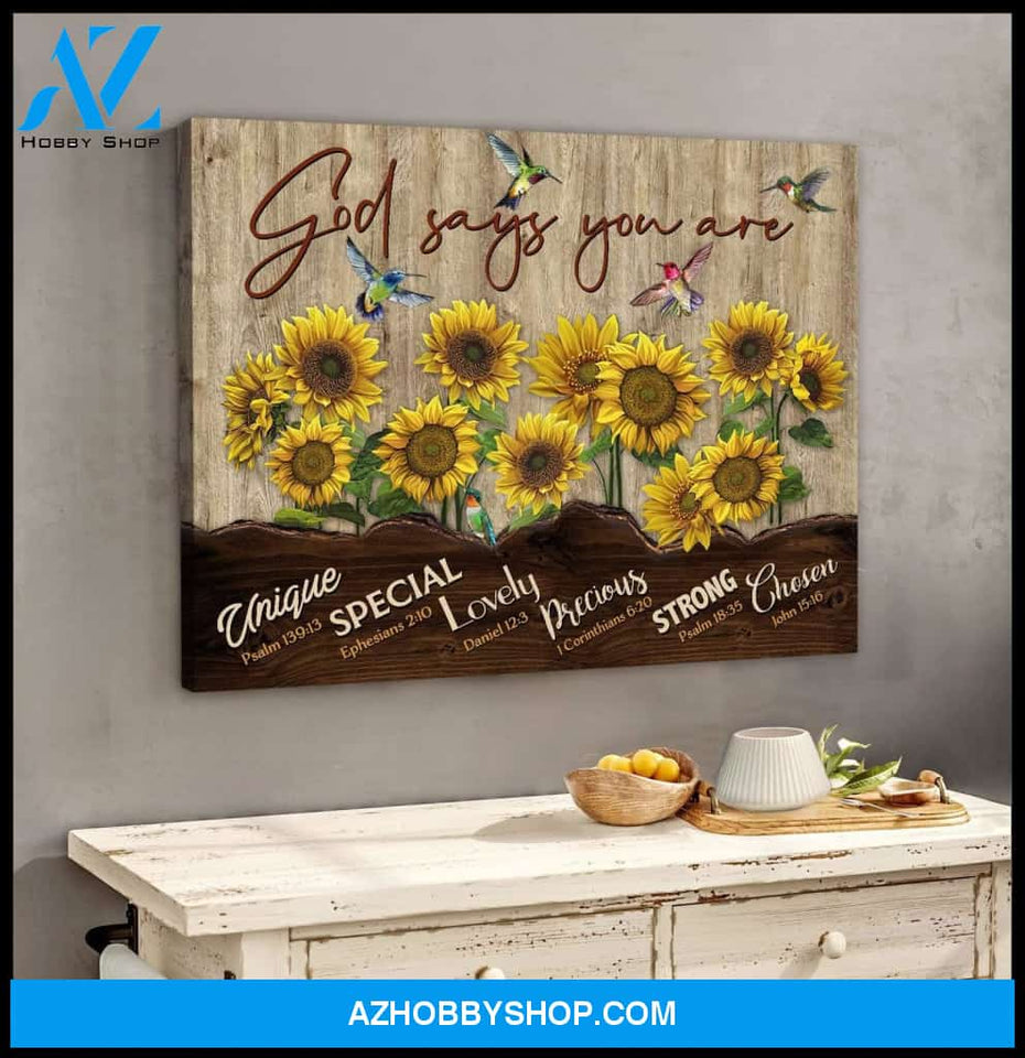 God Says You Are Hummingbird Wall Art Canvas