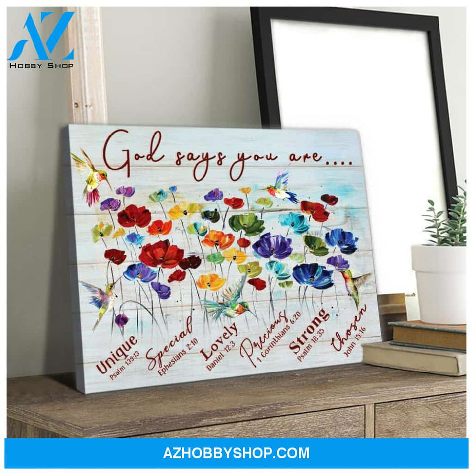 God Says You Are Hummingbird Wall Art Canvas