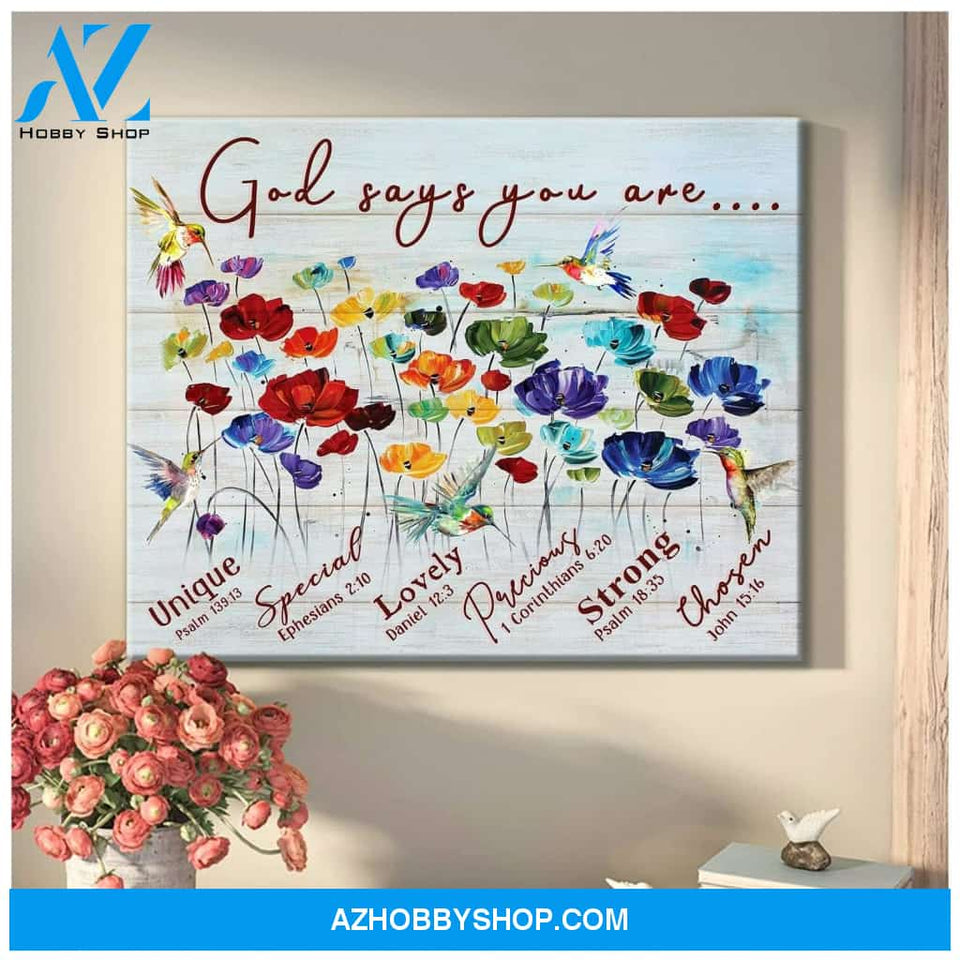 God Says You Are Hummingbird Wall Art Canvas