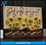 God Says You Are Hummingbird Wall Art Canvas