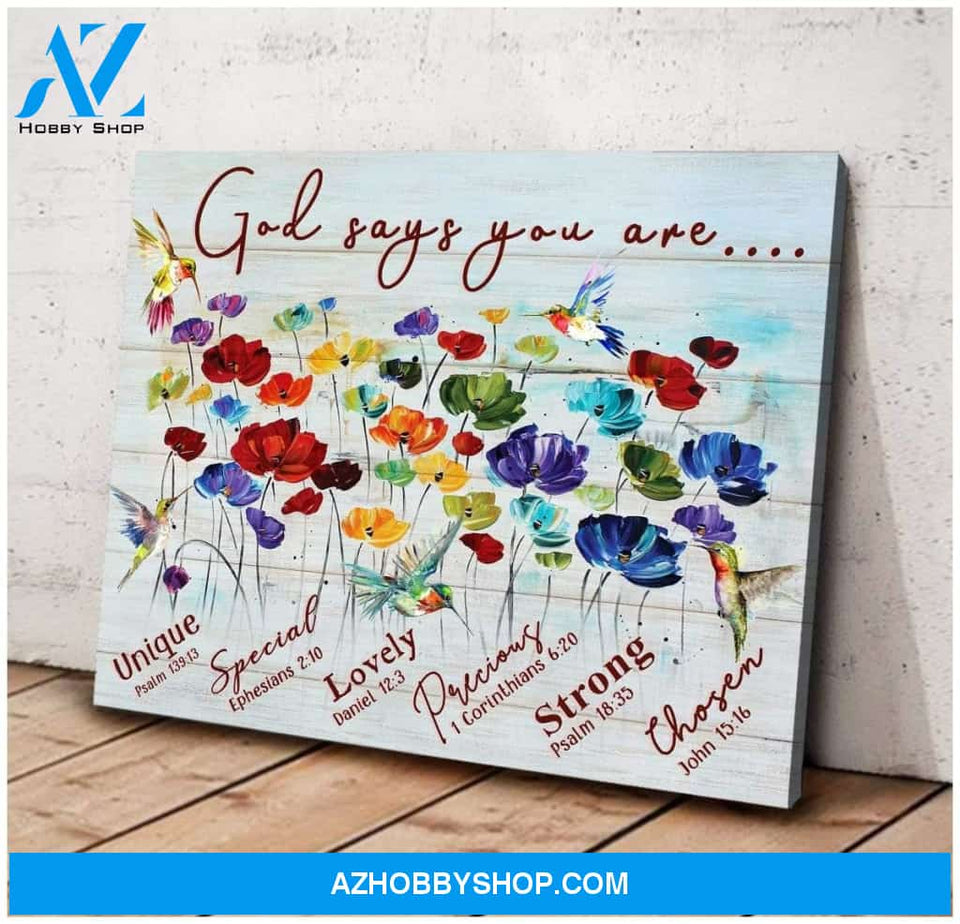 God Says You Are Hummingbird Wall Art Canvas