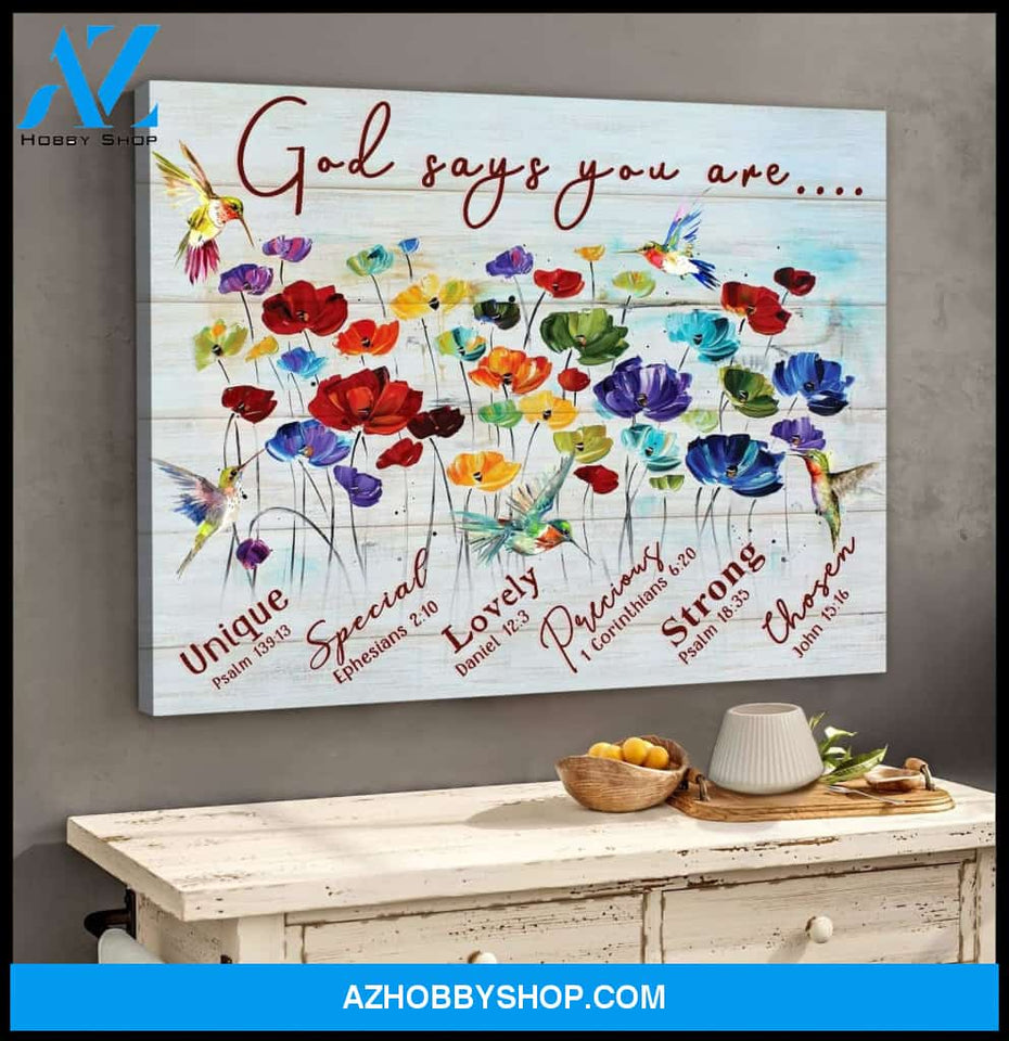 God Says You Are Hummingbird Wall Art Canvas
