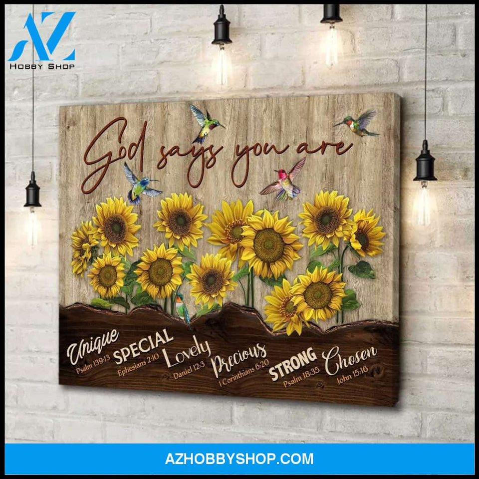 God Says You Are Hummingbird Wall Art Canvas