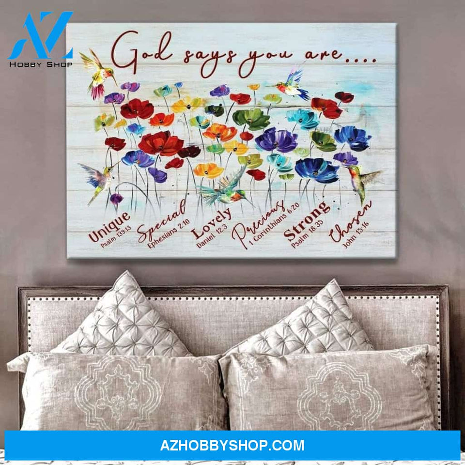 God Says You Are Hummingbird Wall Art Canvas