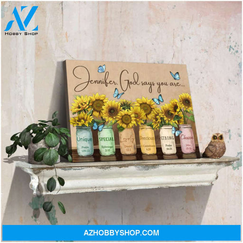 God Says You Are Personalized Gift For Daughter Sunflower Wall Art Decor Canvas