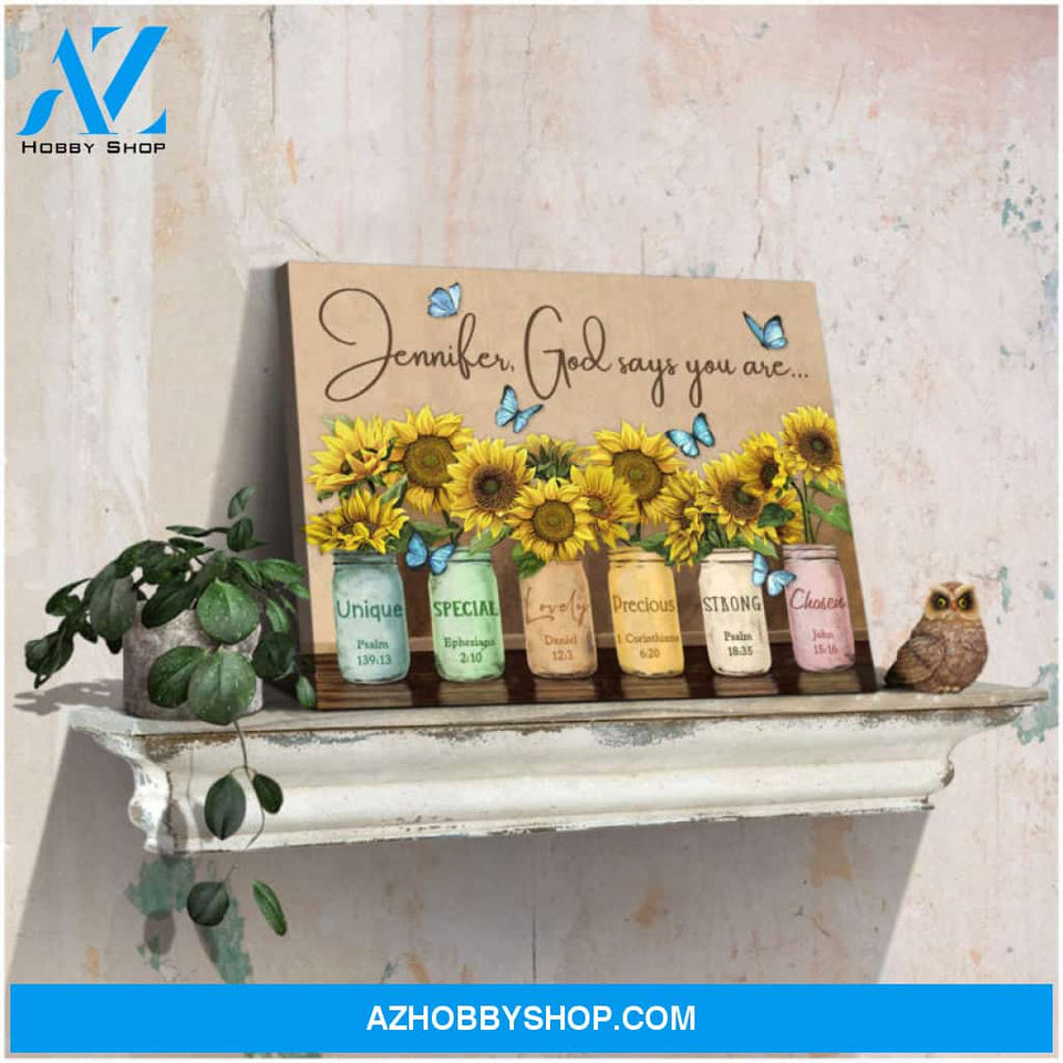 God Says You Are Personalized Gift For Daughter Sunflower Wall Art Decor Canvas