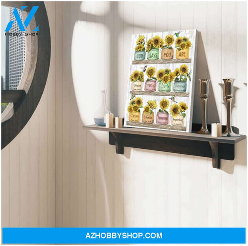 God Says You Are Sunflower and Hummingbird Canvas Wall Art Decor