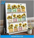 God Says You Are Sunflower and Hummingbird Canvas Wall Art Decor