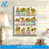 God Says You Are Sunflower and Hummingbird Canvas Wall Art Decor