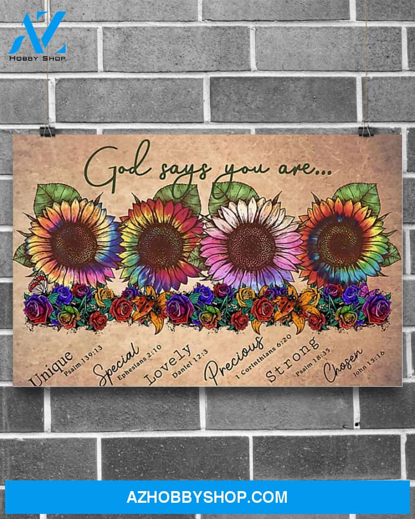 God Says You Are Sunflower Canvas Decor, Wall Decor Visual Art