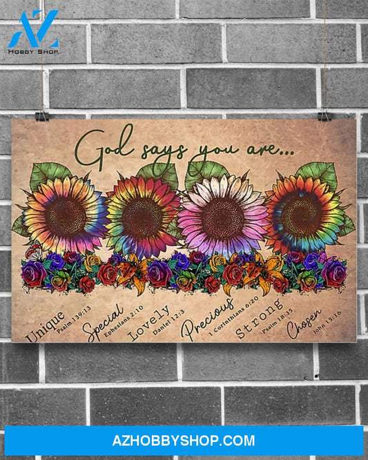 God Says You Are Sunflower Canvas Decor, Wall Decor Visual Art