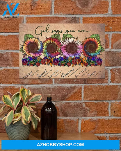 God Says You Are Sunflower Canvas Decor, Wall Decor Visual Art