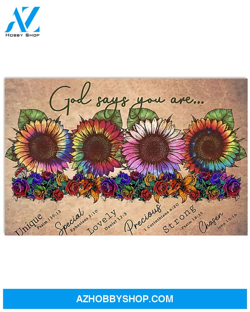 God Says You Are Sunflower Canvas Decor, Wall Decor Visual Art
