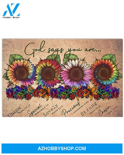 God Says You Are Sunflower Canvas Decor, Wall Decor Visual Art