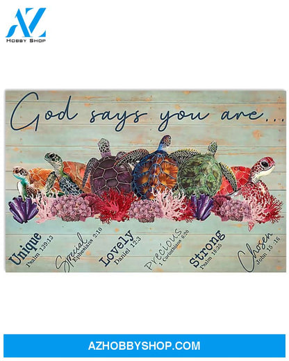 God Says You Are Turtle Canvas Decor, Wall Decor Visual Art