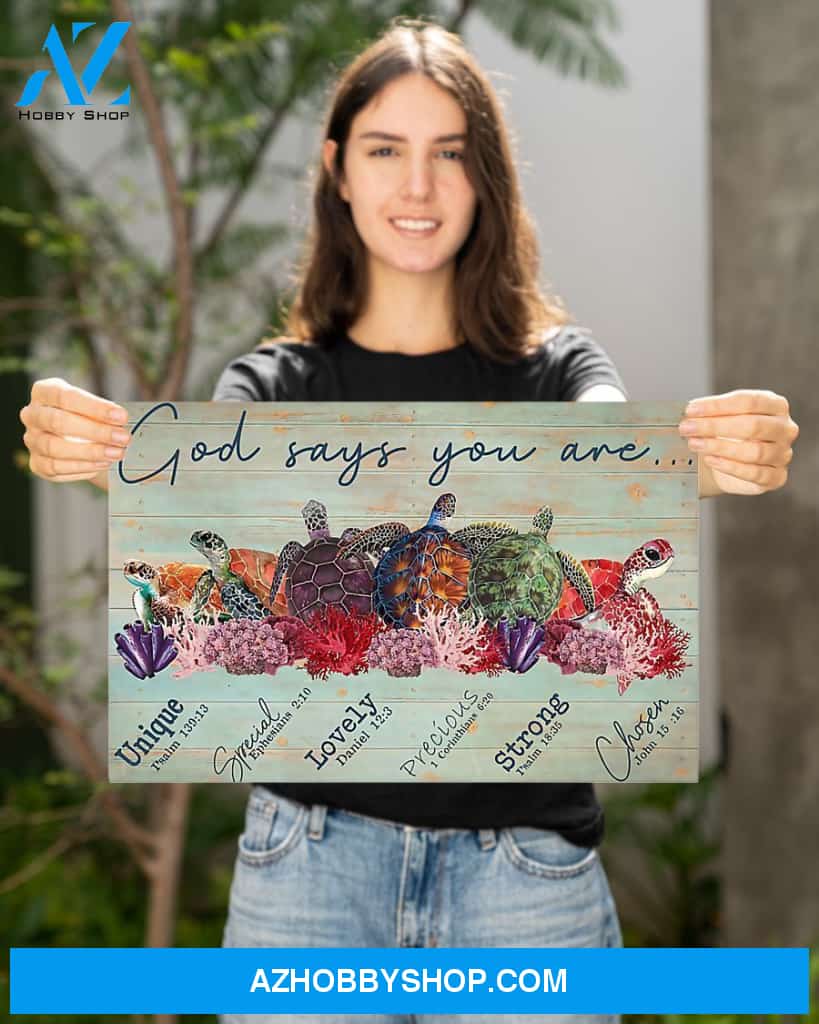 God Says You Are Turtle Canvas Decor, Wall Decor Visual Art