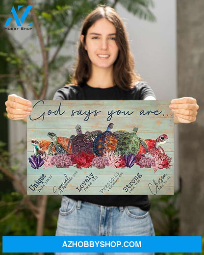 God Says You Are Turtle Canvas Decor, Wall Decor Visual Art