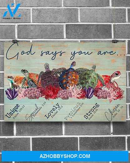 God Says You Are Turtle Canvas Decor, Wall Decor Visual Art