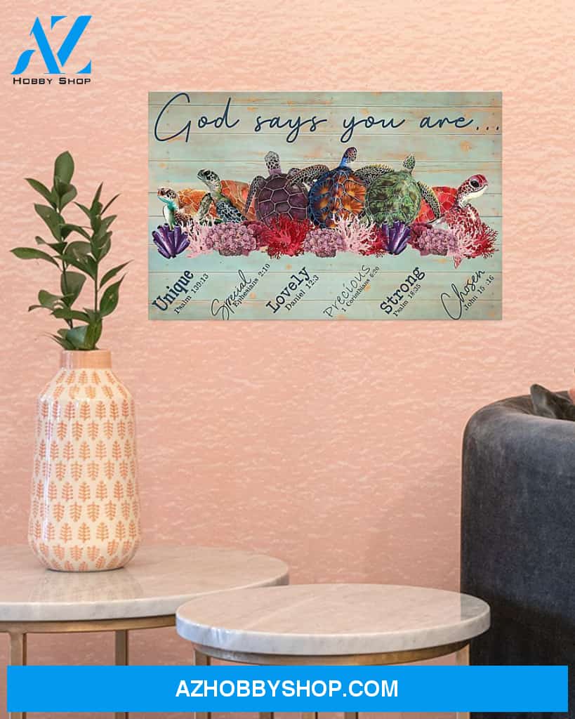 God Says You Are Turtle Canvas Decor, Wall Decor Visual Art