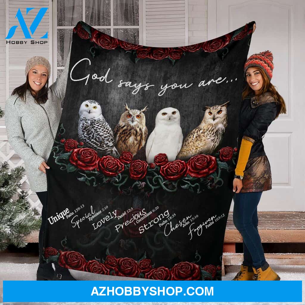 God Says You Are Unique Owl Fleece Blanket