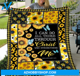 God - Sunflower - I can do all things through GOD - Blanket, Gift For Family & Friends Birthday Gift Home Decor Bedding Couch Sofa Soft And Comfy Cozy
