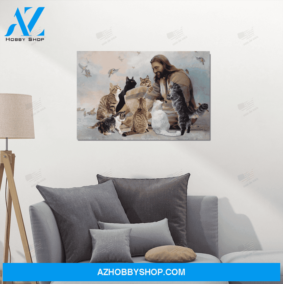 GOD SURROUNDED BY CATS ANGELS CANVAS