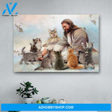 God Surrounded By Cats Angels Canvas Print Wall Art - Matte Canvas