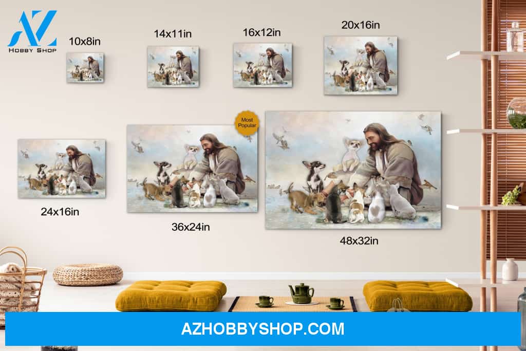 God Surrounded By Chihuahua Angels Canvas Print Wall Art - Matte Canvas