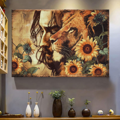 Lion of Judah Jesus Painting Sunflower - Matte Canvas
