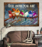 Colorful hummingbird God says you are - Matte Canvas