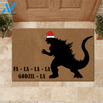 Godzilla Doormat Fa La La La Godzilla | Welcome Mat | House Warming Gift